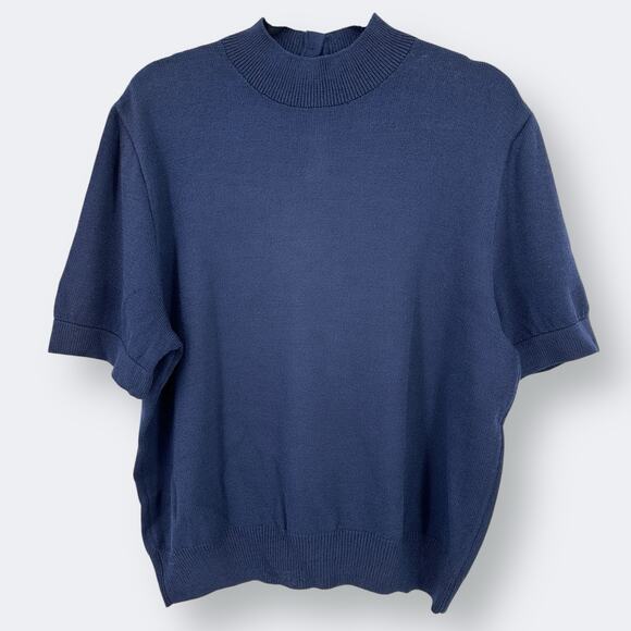 St John Basics Santana Knit Short Sleeve Shirt Womens Size Large Enamel Buttons - Picture 1 of 7